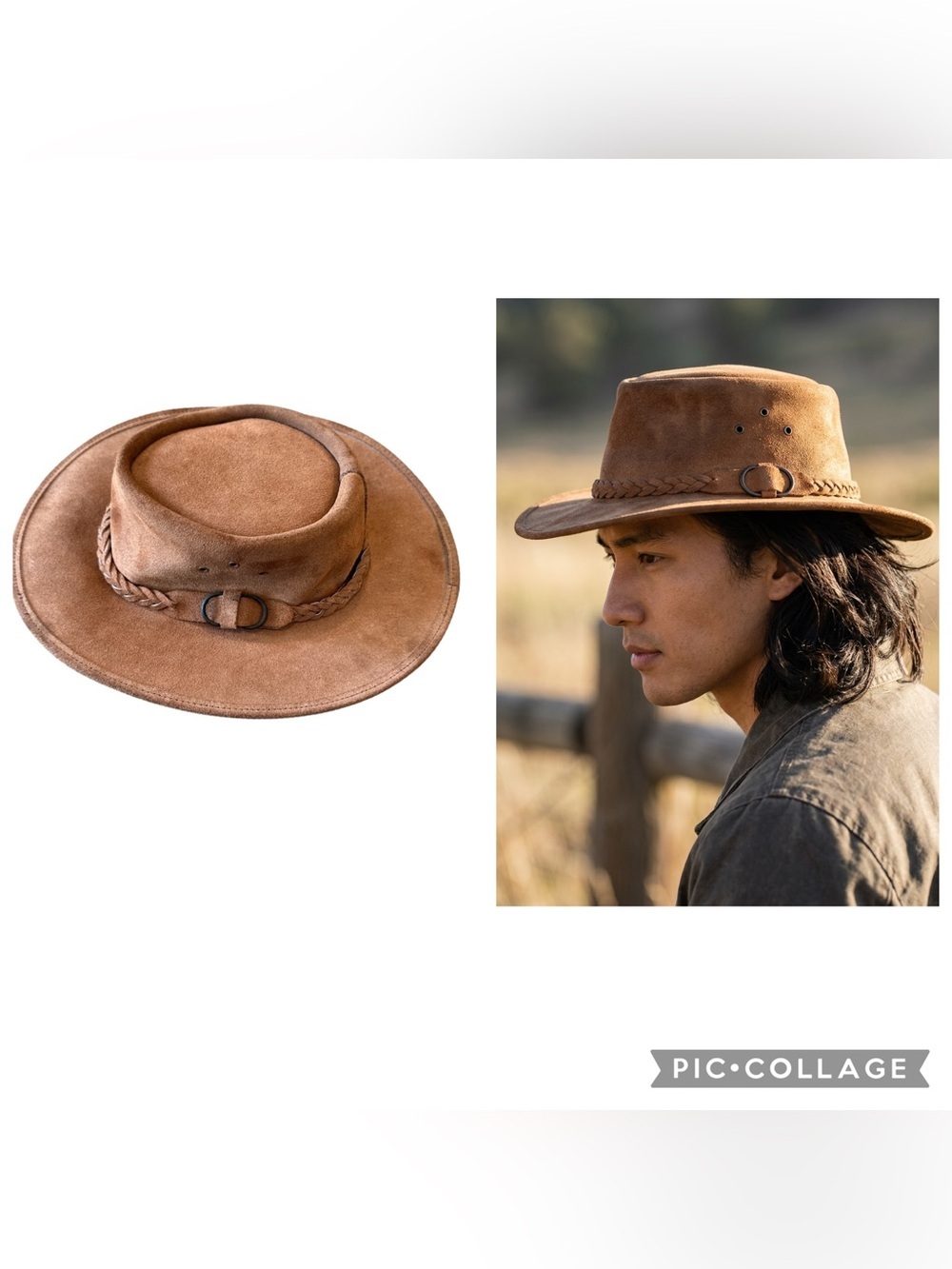 Cutana Australia Coffee Brown Suede Leather Bush Hat Outback Western Size M